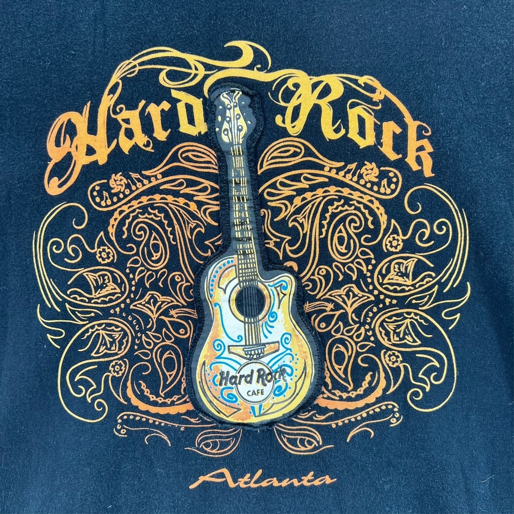 Hard Rock‎ Lake Tahoe Long Sleeve Black Guitar T-shirt Men 2XL Stretch